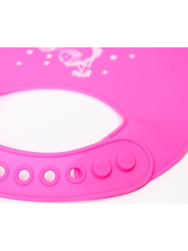 Нагрудник для кормления силиконовый с карманом, цвет розовый