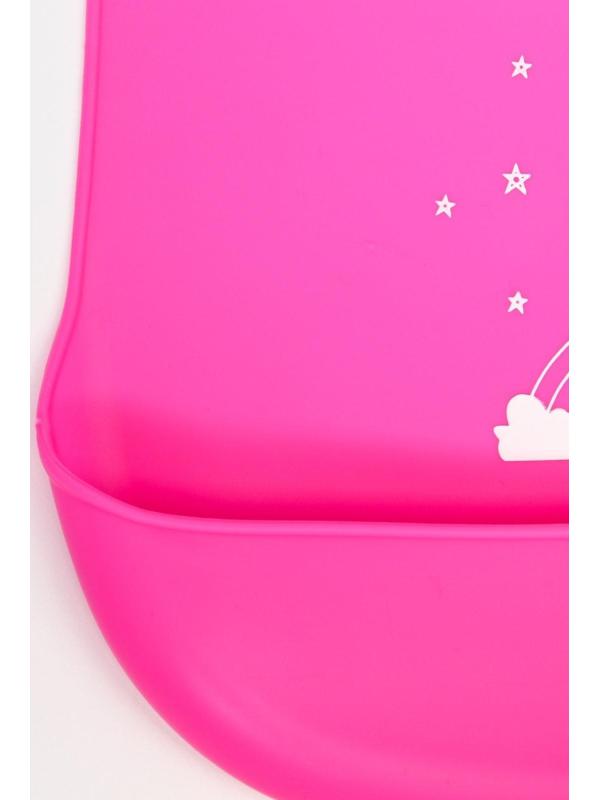 Нагрудник для кормления силиконовый с карманом, цвет розовый