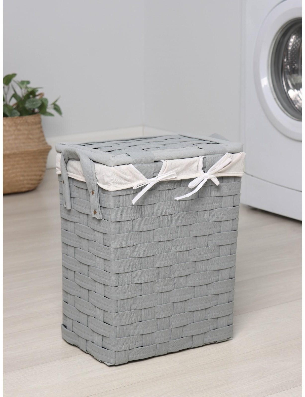 Корзина для белья Доляна «Плетение», 33,5×23,5×42 см, цвет серый