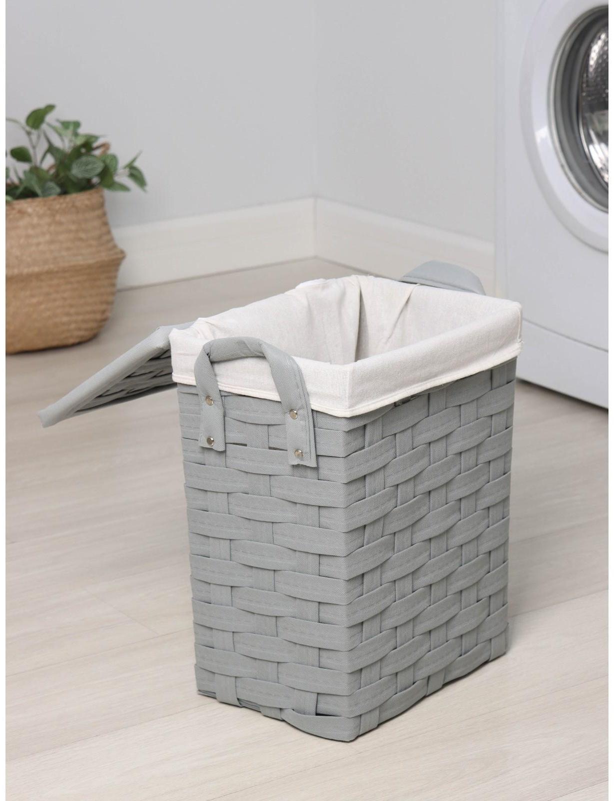 Корзина для белья Доляна «Плетение», 33,5×23,5×42 см, цвет серый