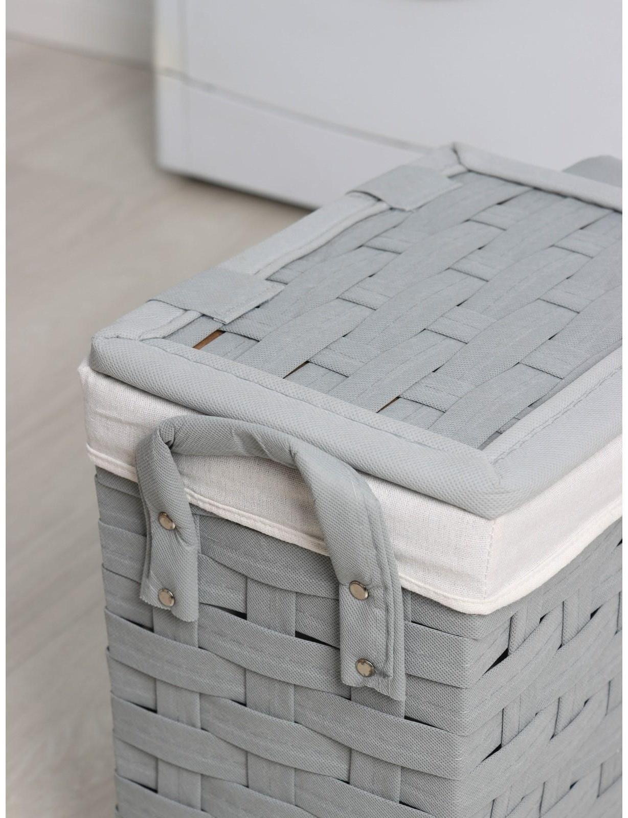 Корзина для белья Доляна «Плетение», 33,5×23,5×42 см, цвет серый