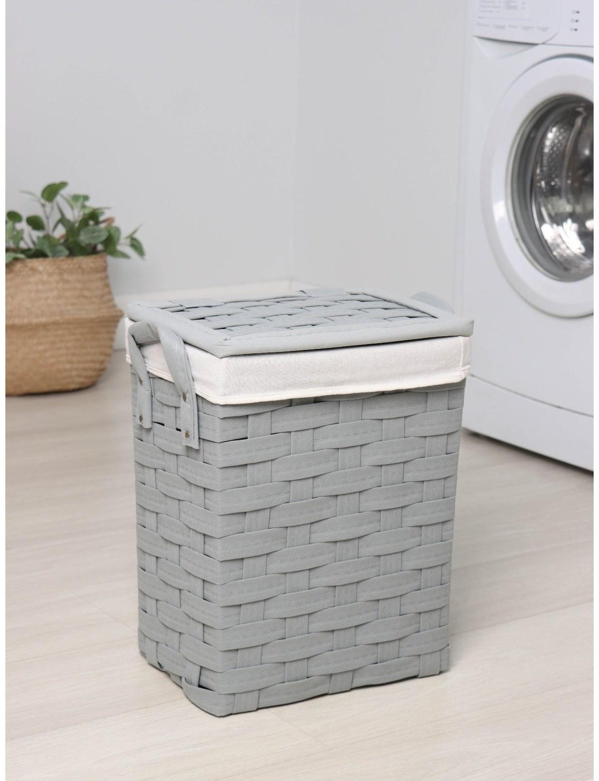 Корзина для белья Доляна «Плетение», 33,5×23,5×42 см, цвет серый