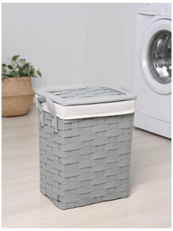 Корзина для белья Доляна «Плетение», 33,5×23,5×42 см, цвет серый