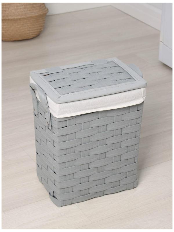Корзина для белья Доляна «Плетение», 33,5×23,5×42 см, цвет серый