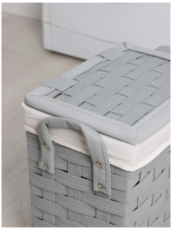 Корзина для белья Доляна «Плетение», 33,5×23,5×42 см, цвет серый