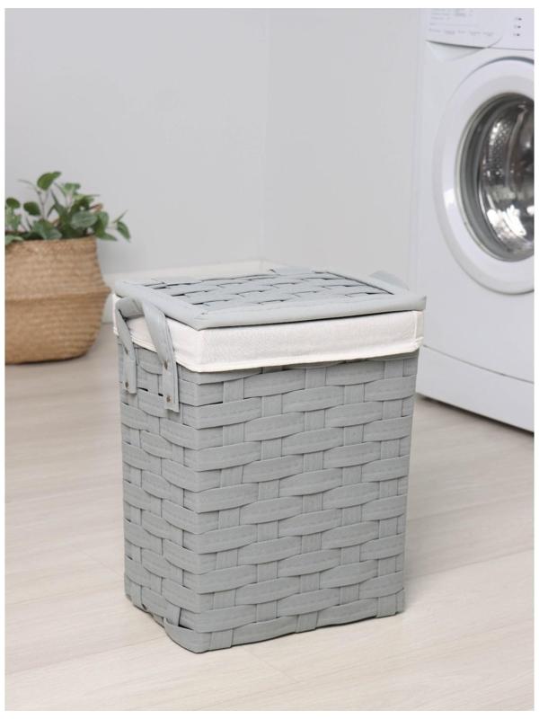 Корзина для белья Доляна «Плетение», 33,5×23,5×42 см, цвет серый