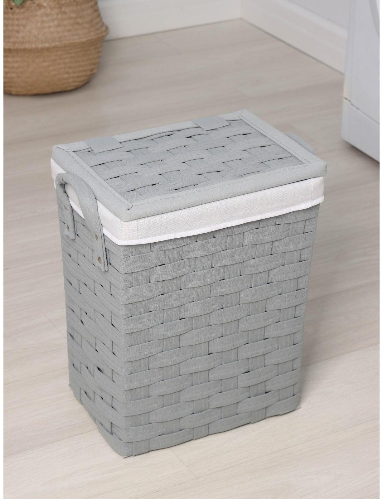 Корзина для белья с крышкой Доляна «Плетение», 46×40×48 см, цвет серый