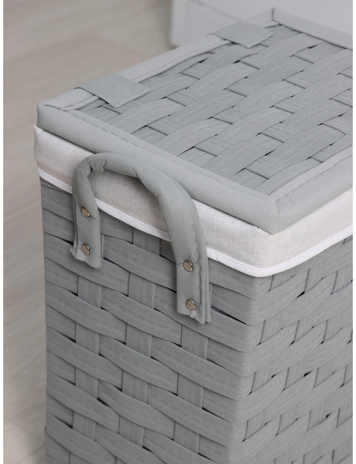 Корзина для белья с крышкой Доляна «Плетение», 46×40×48 см, цвет серый