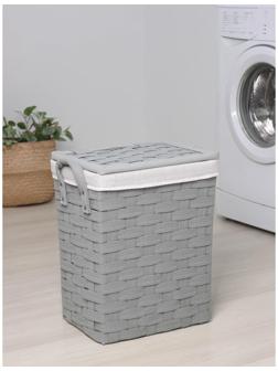 Корзина для белья с крышкой Доляна «Плетение», 46×40×48 см, цвет серый