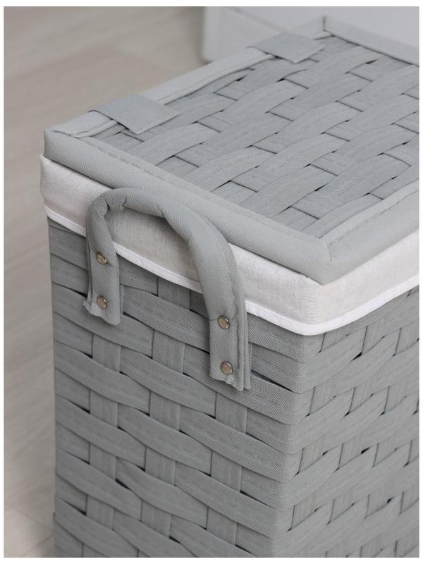 Корзина для белья с крышкой Доляна «Плетение», 46×40×48 см, цвет серый