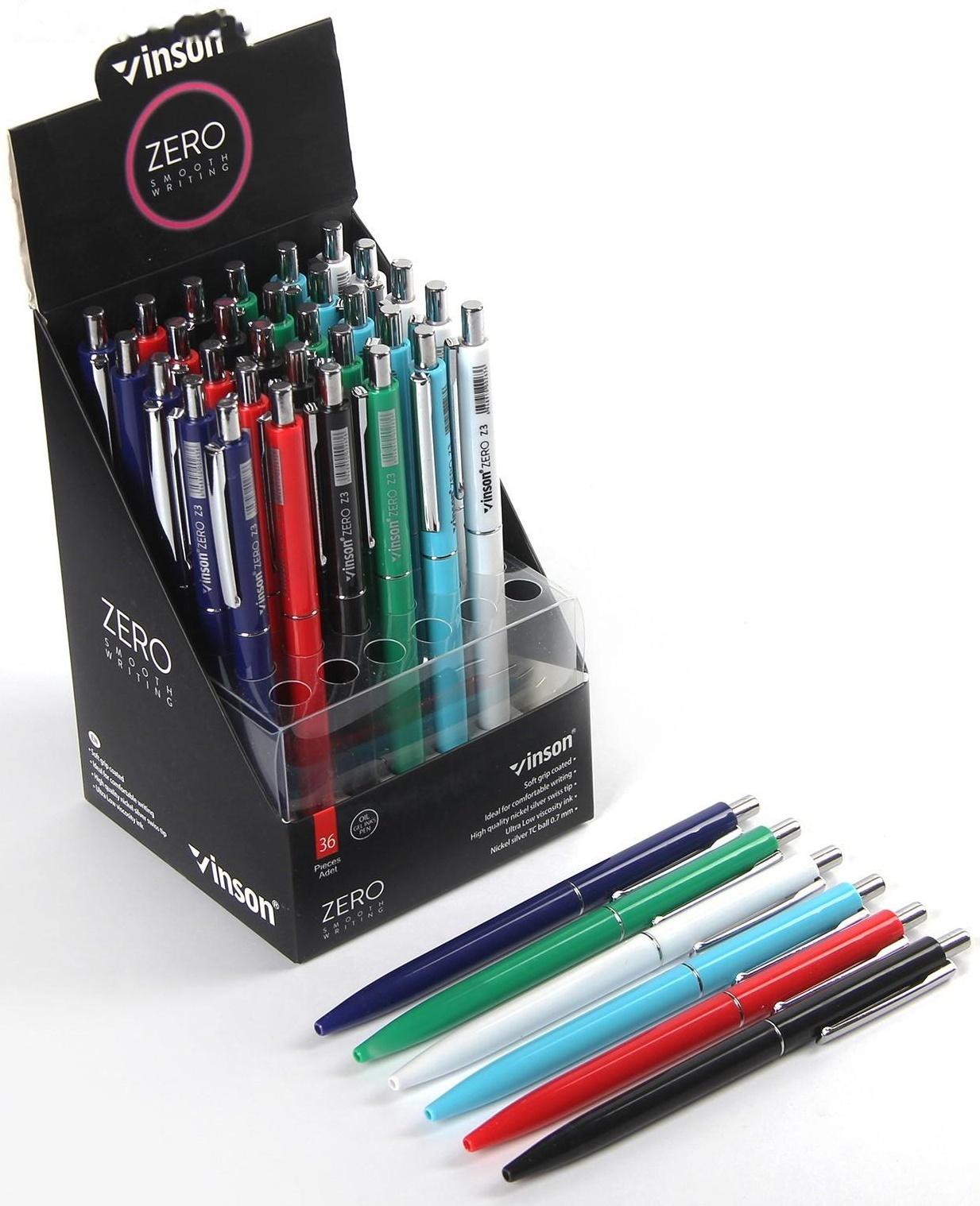 Ручка шариковая, автоматическая Vinson ZERO 0.7 мм, стержень масляный синий, корпус МИКС