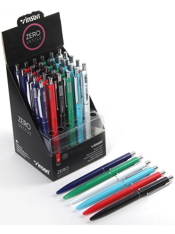 Ручка шариковая, автоматическая Vinson ZERO 0.7 мм, стержень масляный синий, корпус МИКС