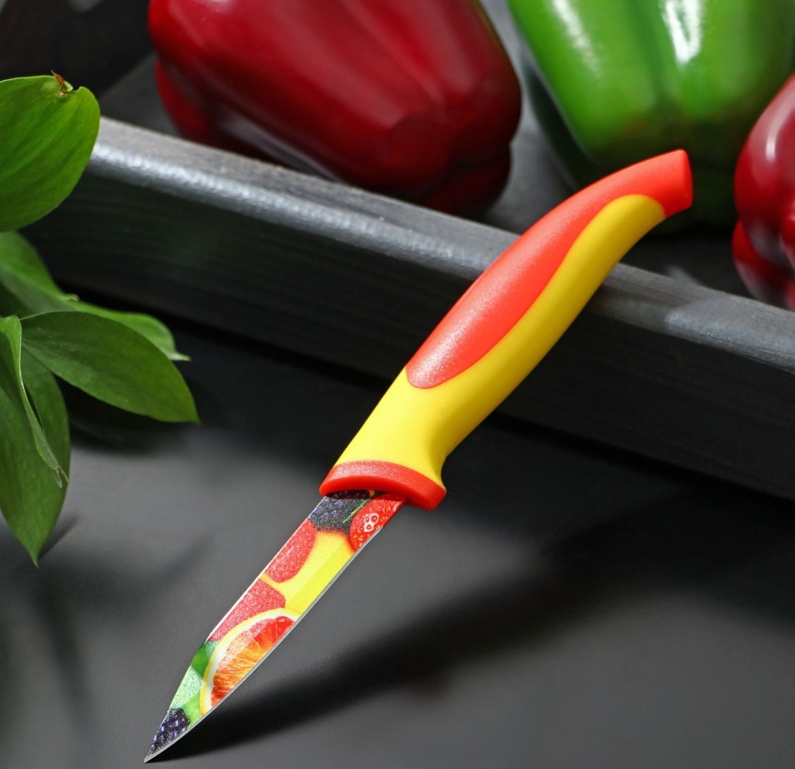 Нож кухонный с антиналипающим покрытием Доляна «Фрукты», лезвие 8 см