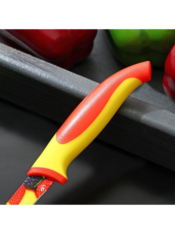 Нож кухонный с антиналипающим покрытием Доляна «Фрукты», лезвие 8 см