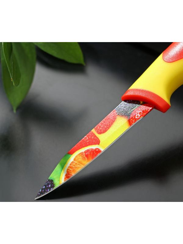 Нож кухонный с антиналипающим покрытием Доляна «Фрукты», лезвие 8 см