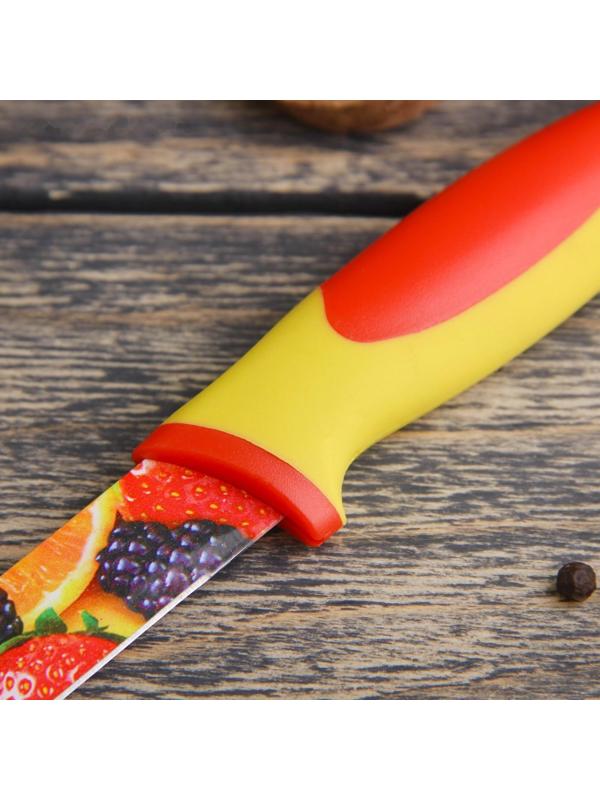 Нож с антиналипающим покрытием Доляна «Фрукты», лезвие 12 см