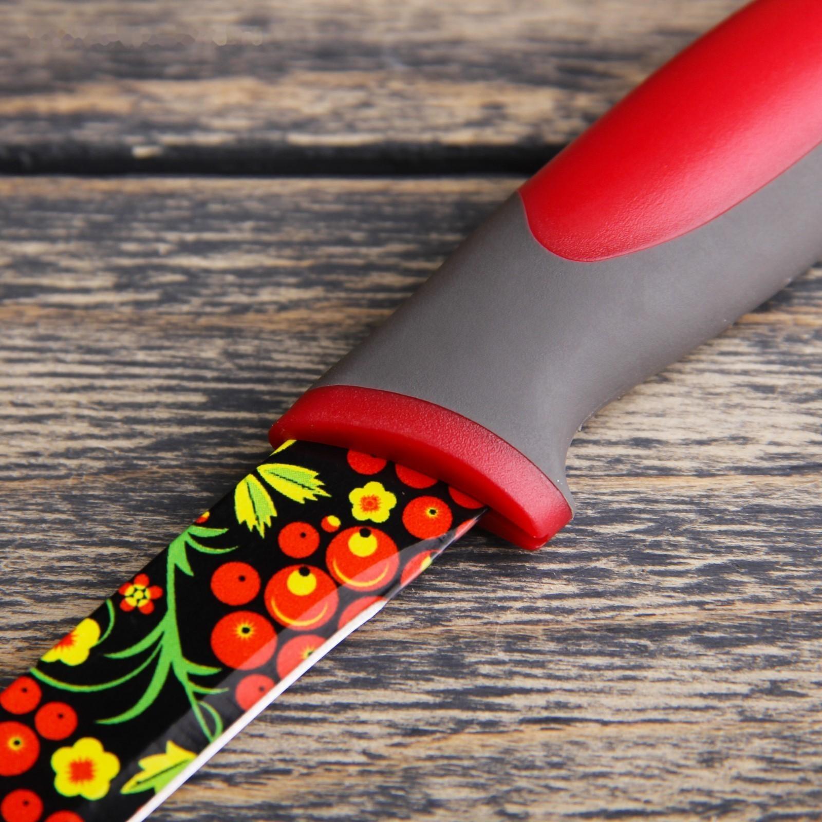 Нож с антиналипающим покрытием Доляна «Русский узор», лезвие 12 см