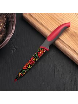 Нож с антиналипающим покрытием Доляна «Русский узор», лезвие 12 см