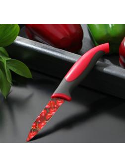 Нож кухонный с антиналипающим покрытием Доляна «Вишенки», лезвие 8 см