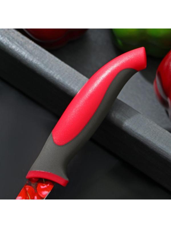 Нож кухонный с антиналипающим покрытием Доляна «Вишенки», лезвие 8 см