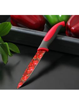 Нож с антиналипающим покрытием Доляна «Вишенки», лезвие 12 см