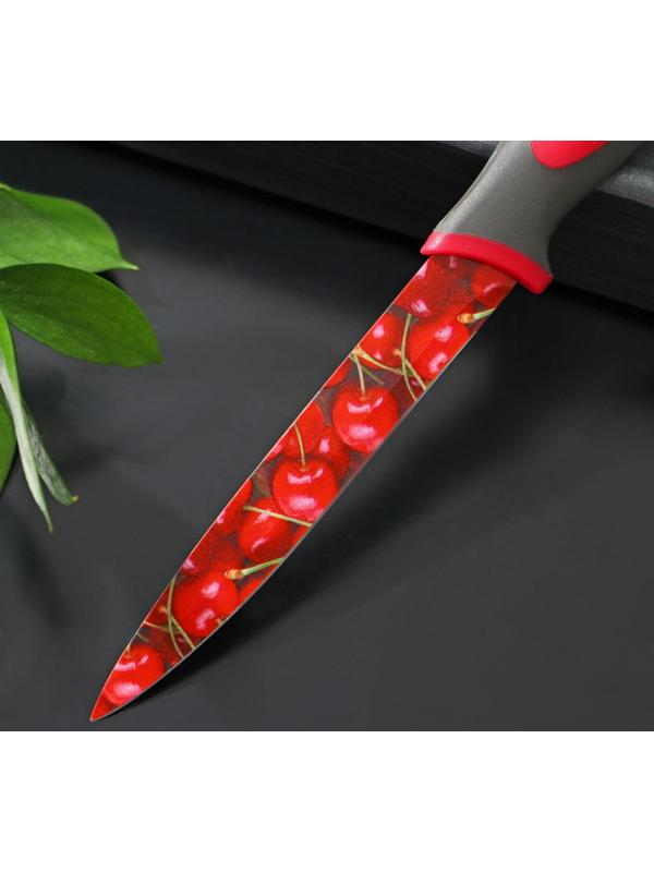 Нож с антиналипающим покрытием Доляна «Вишенки», лезвие 12 см