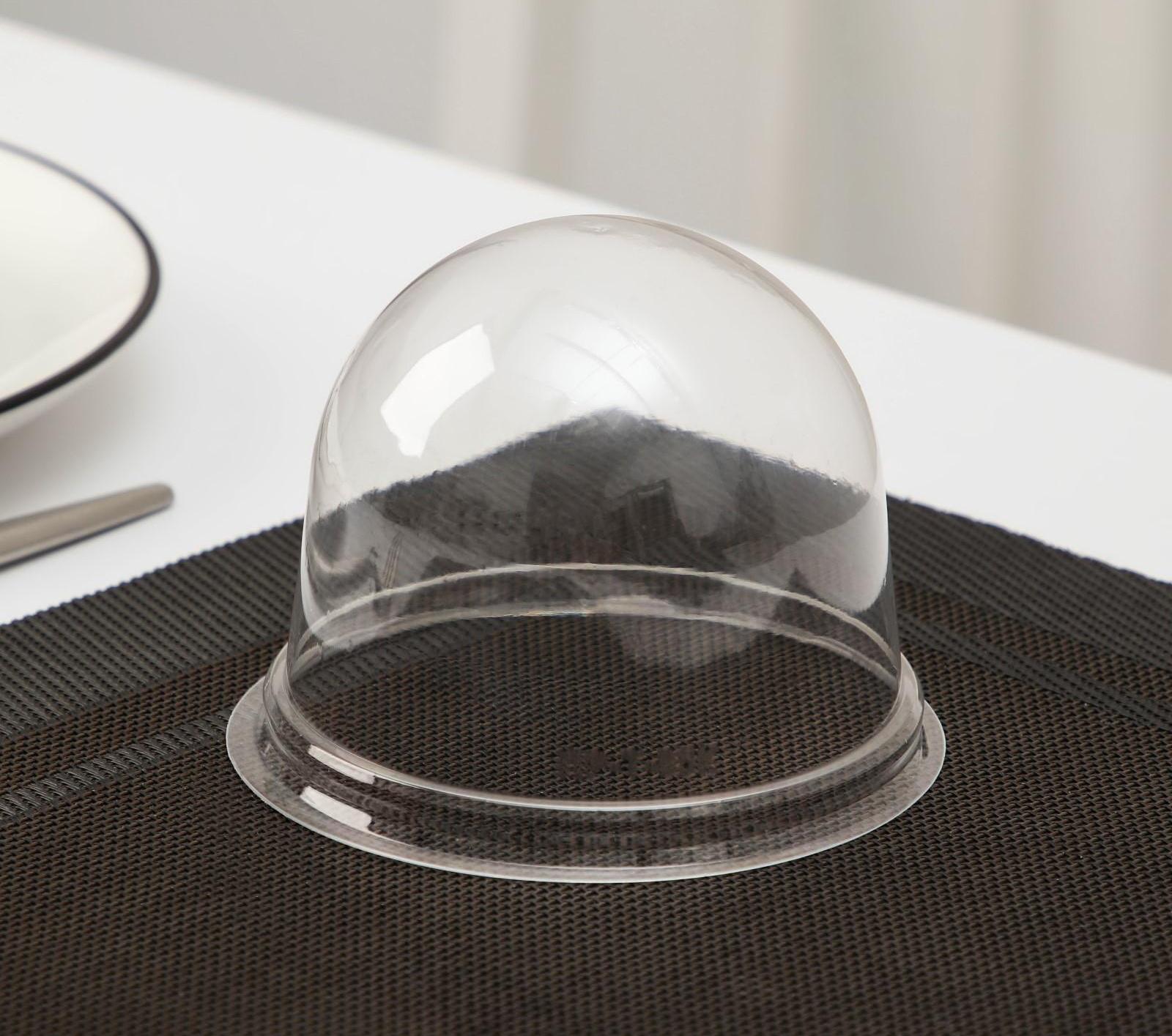 Крышка одноразовая к контейнеру ПР-Т-85К, круглая, прозрачная, 11×8,2 см, 390 шт/уп