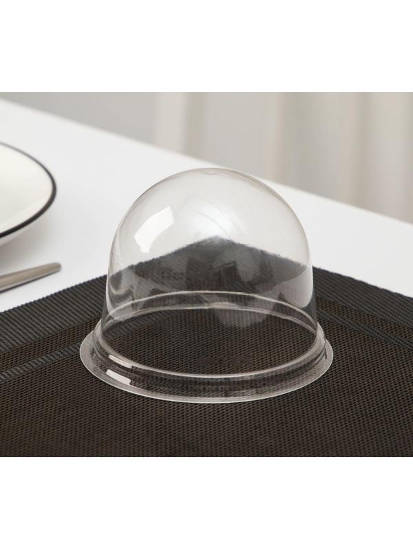 Крышка одноразовая к контейнеру ПР-Т-85К, круглая, прозрачная, 11×8,2 см, 390 шт/уп