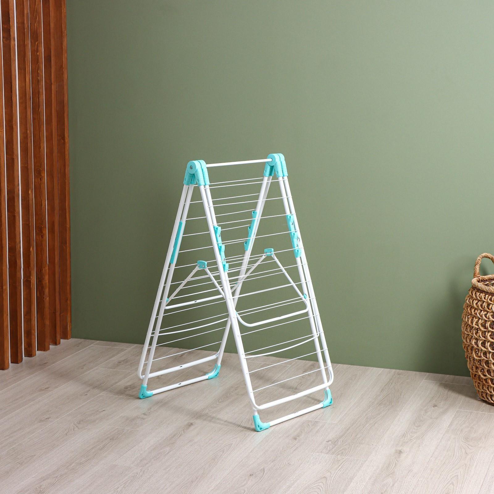 Сушилка для белья двухуровневая, рабочая длина 21 м, цвет белый