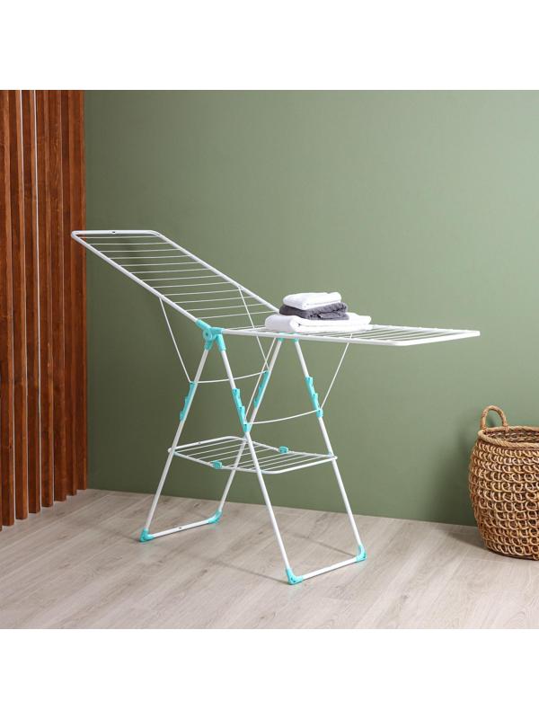 Сушилка для белья двухуровневая, рабочая длина 21 м, цвет белый