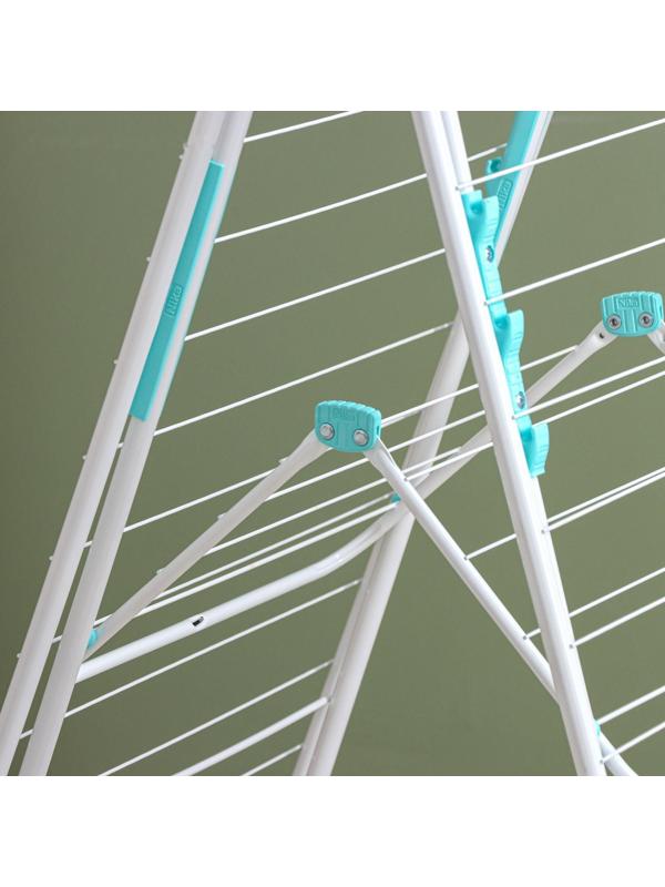 Сушилка для белья двухуровневая, рабочая длина 21 м, цвет белый