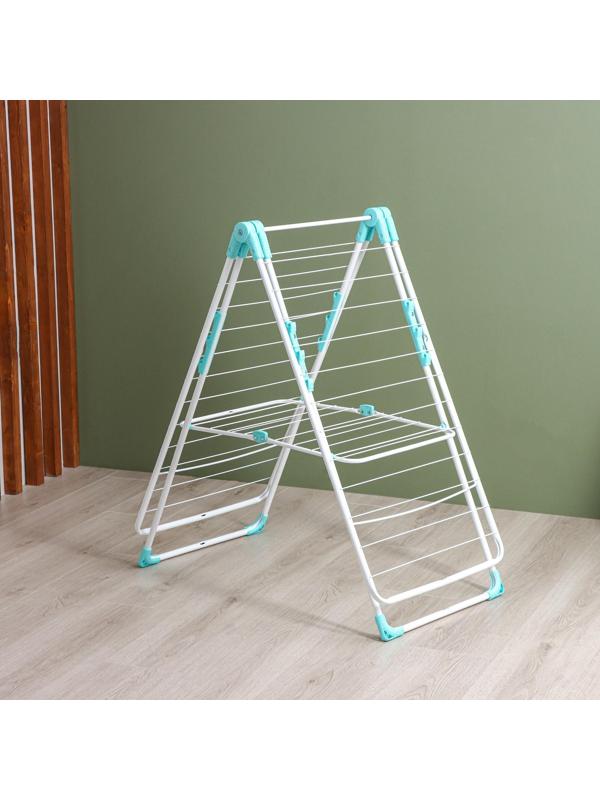 Сушилка для белья двухуровневая, рабочая длина 21 м, цвет белый