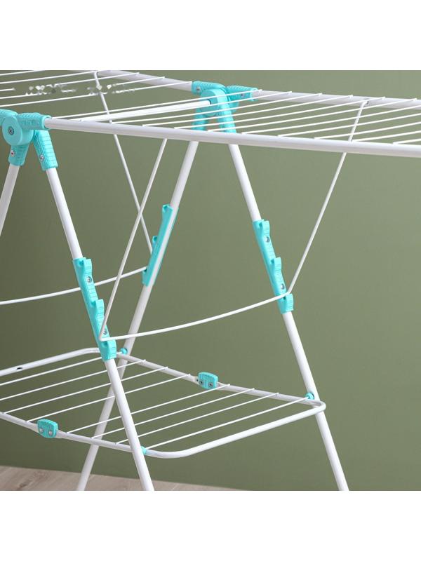 Сушилка для белья двухуровневая, рабочая длина 21 м, цвет белый