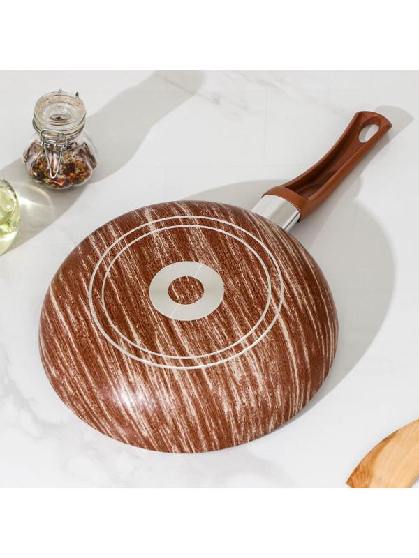 Сковорода глубокая Kantry, d=24 см, стеклянная крышка, пластиковая ручка, антипригарное покрытие, цвет коричневый