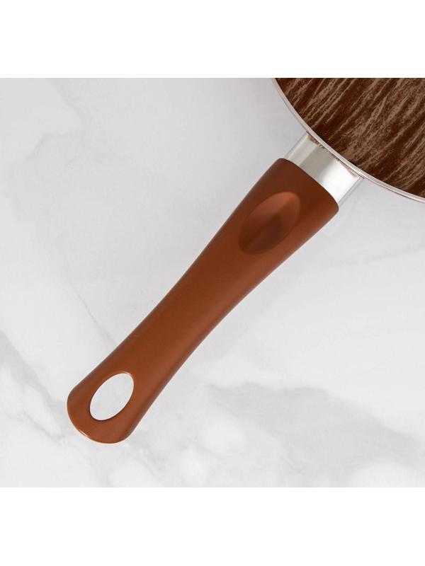 Сковорода глубокая Kantry, d=24 см, стеклянная крышка, пластиковая ручка, антипригарное покрытие, цвет коричневый