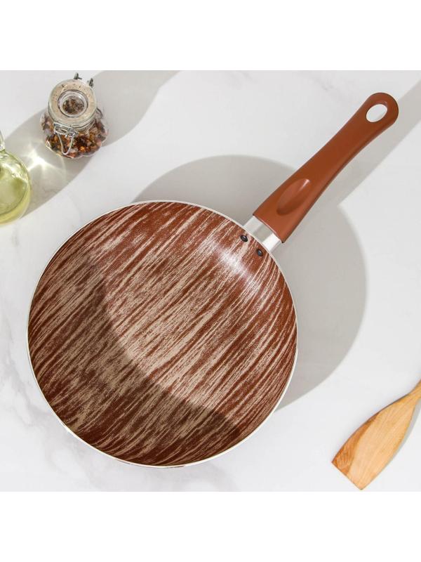 Сковорода глубокая Kantry, d=24 см, стеклянная крышка, пластиковая ручка, антипригарное покрытие, цвет коричневый