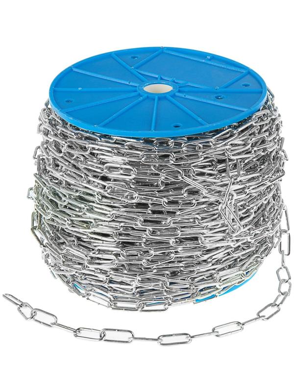 Цепь длиннозвенная ТУНДРА krep, DIN763, диаметр 3 мм, сварная, оцинкованная, 100 м