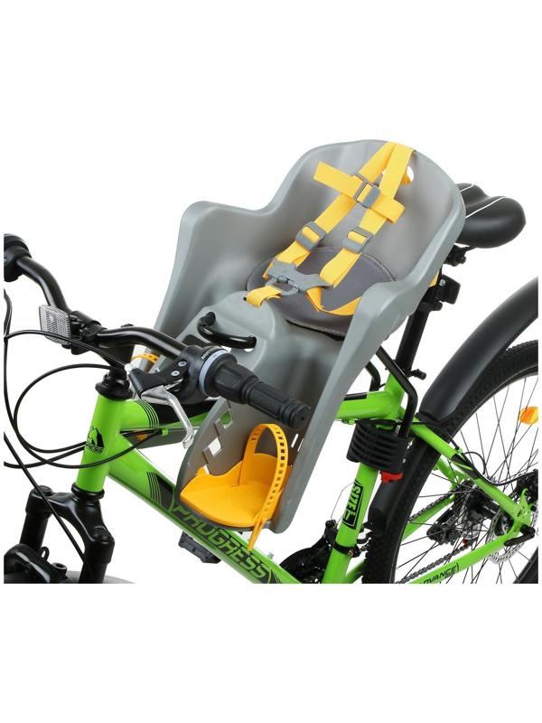 Велокресло переднее BQ-6, крепление на раму, цвет серый