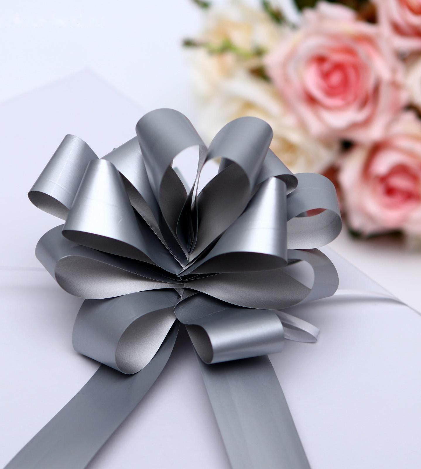 Бант-шар №3 простой серебряный