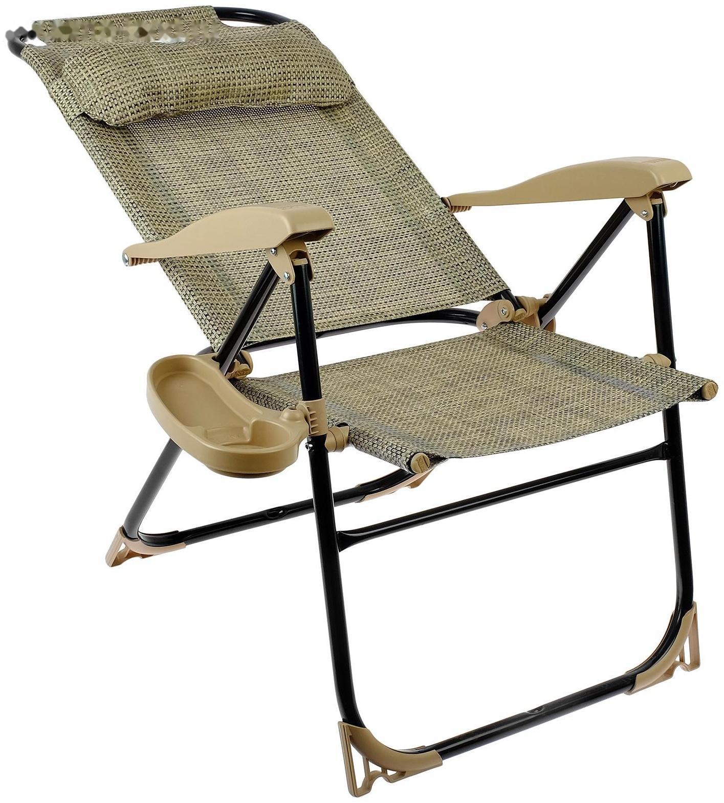 Кресло-шезлонг с полкой КШ2/3, р. 75 x 59 x 109 см, цвет ротанг