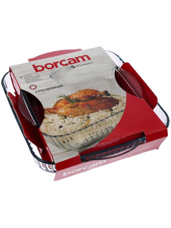 Набор квадратных форм из жаропрочного стекла для запекания Borcam, 2 предмета: 2 л, 3,5 л