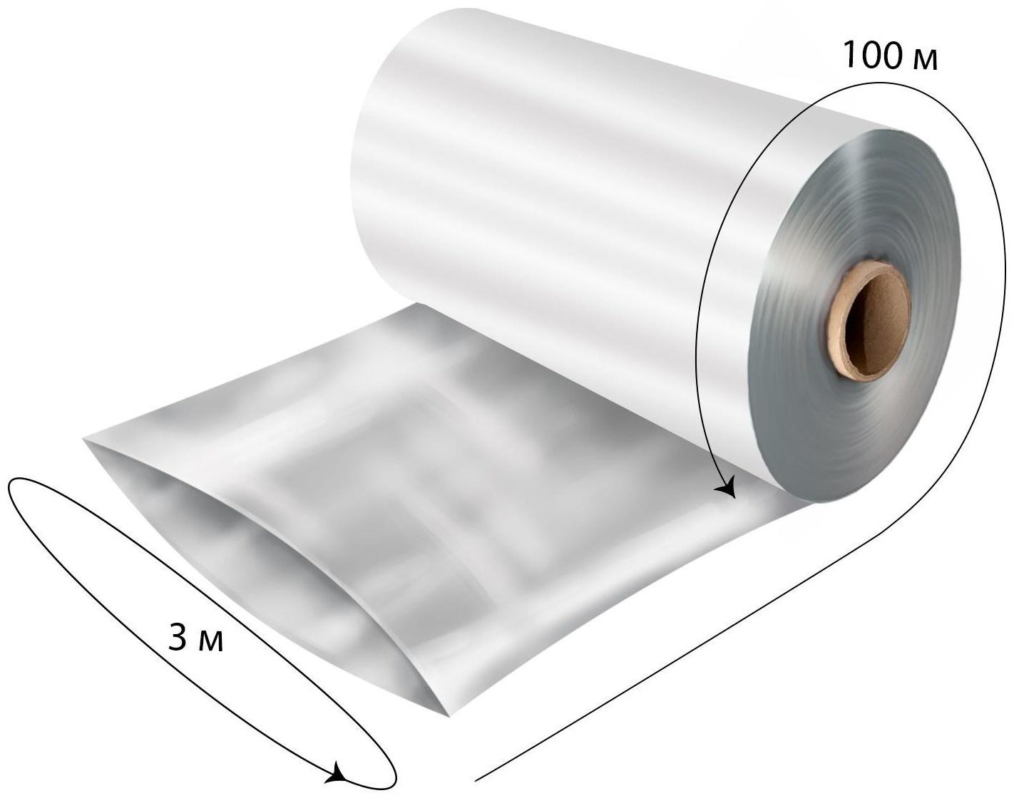 Плёнка полиэтиленовая, толщина 200 мкм, 100 × 3 м, рукав (1,5 м × 2), прозрачная, 1 сорт, Эконом 50 %