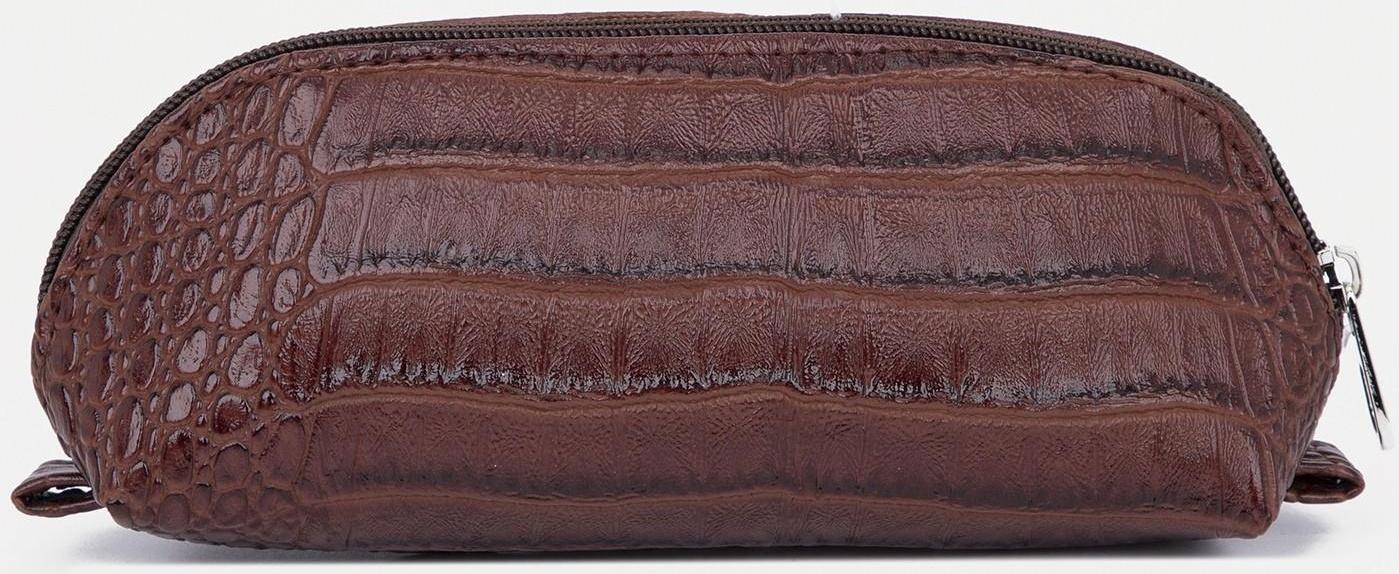 Косметичка на молнии, цвет коричневый