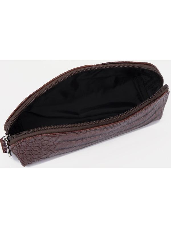 Косметичка на молнии, цвет коричневый