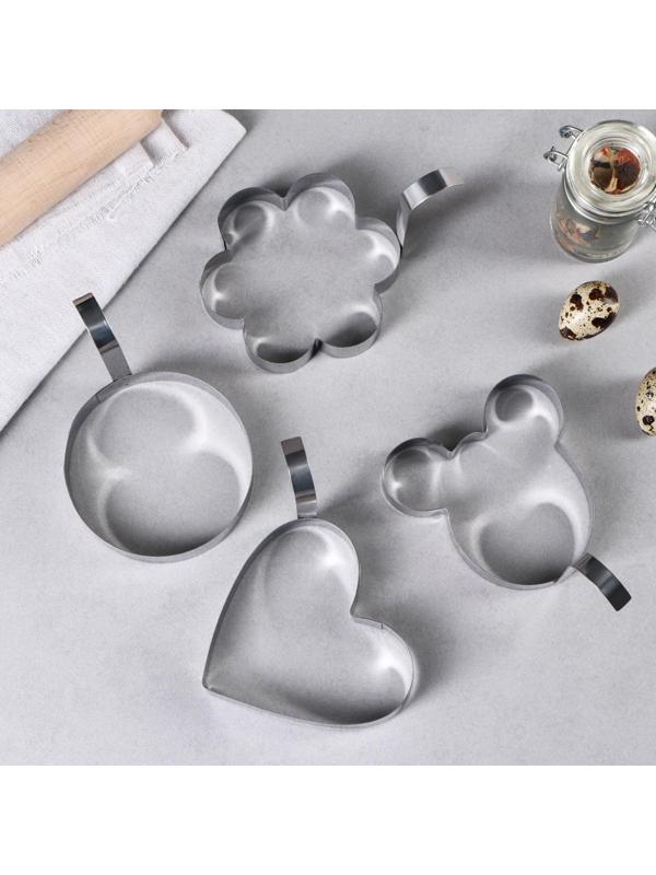 Набор форм для оладий и яичницы, 10 х 10 х 2 см, 4 шт