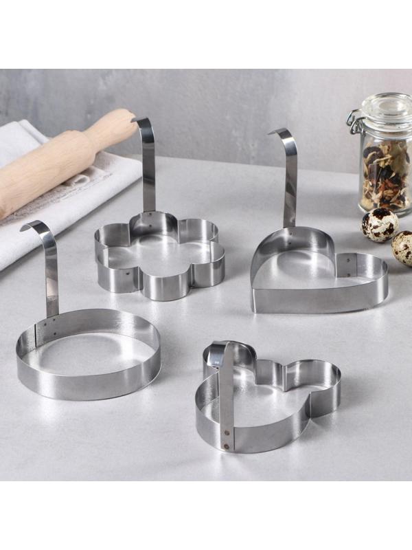 Набор форм для оладий и яичницы, 10 х 10 х 2 см, 4 шт