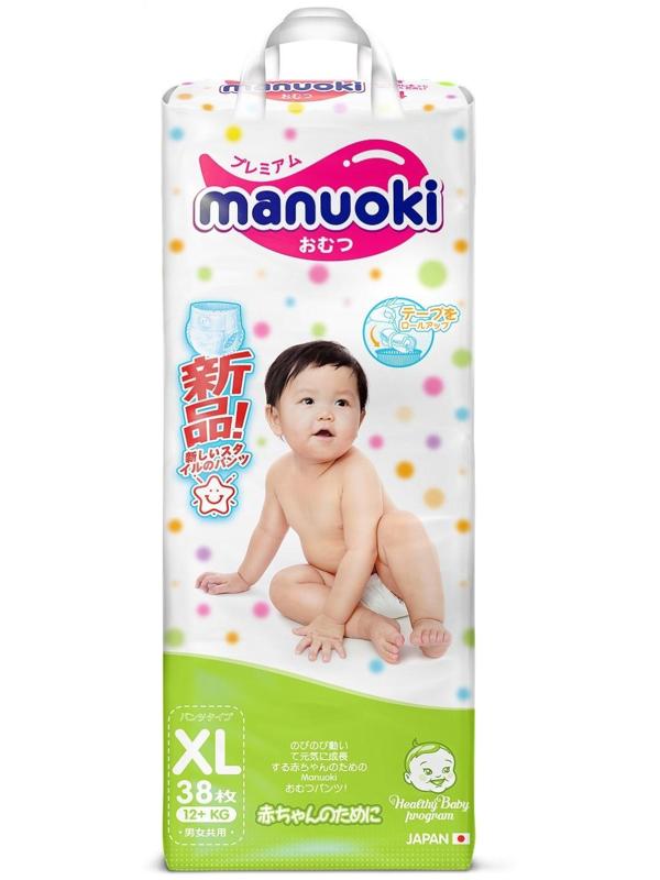 Подгузники-трусики Manuoki XL, 12+ кг, 38 шт