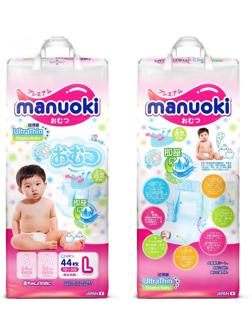 Подгузники Manuoki Ultrathin L (12+ кг), 44 шт