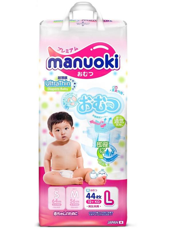 Подгузники Manuoki Ultrathin L (12+ кг), 44 шт