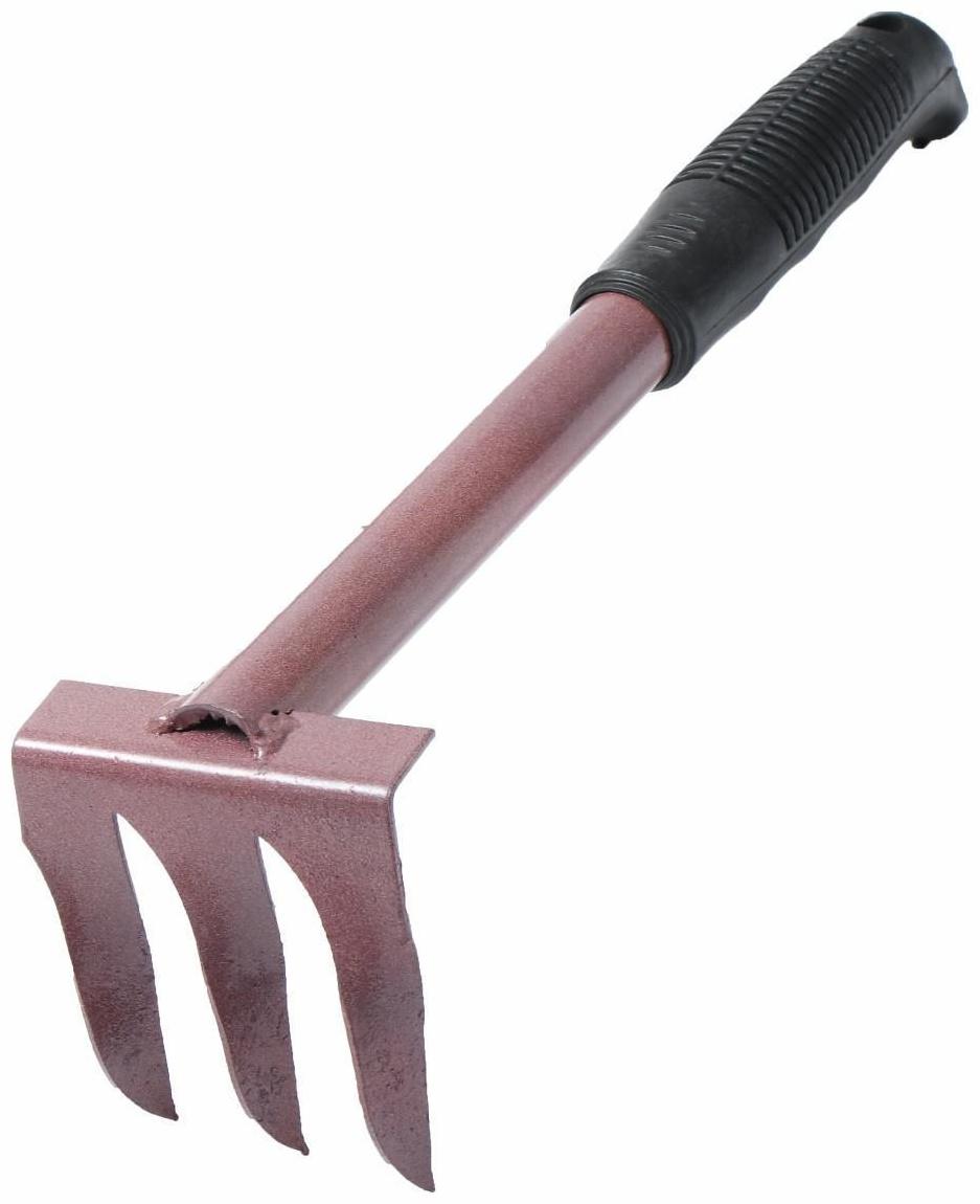 Грабли прямые, 3 витых зубца, длина 38 см, металлический черенок, пластиковая ручка